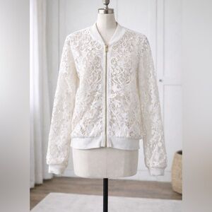 White Lace Bomber Jacket Size M